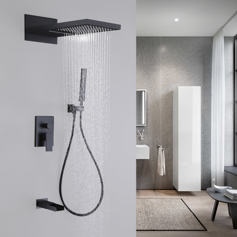 8-Inch Matte Black Multi-Head Rain Shower System with Filter