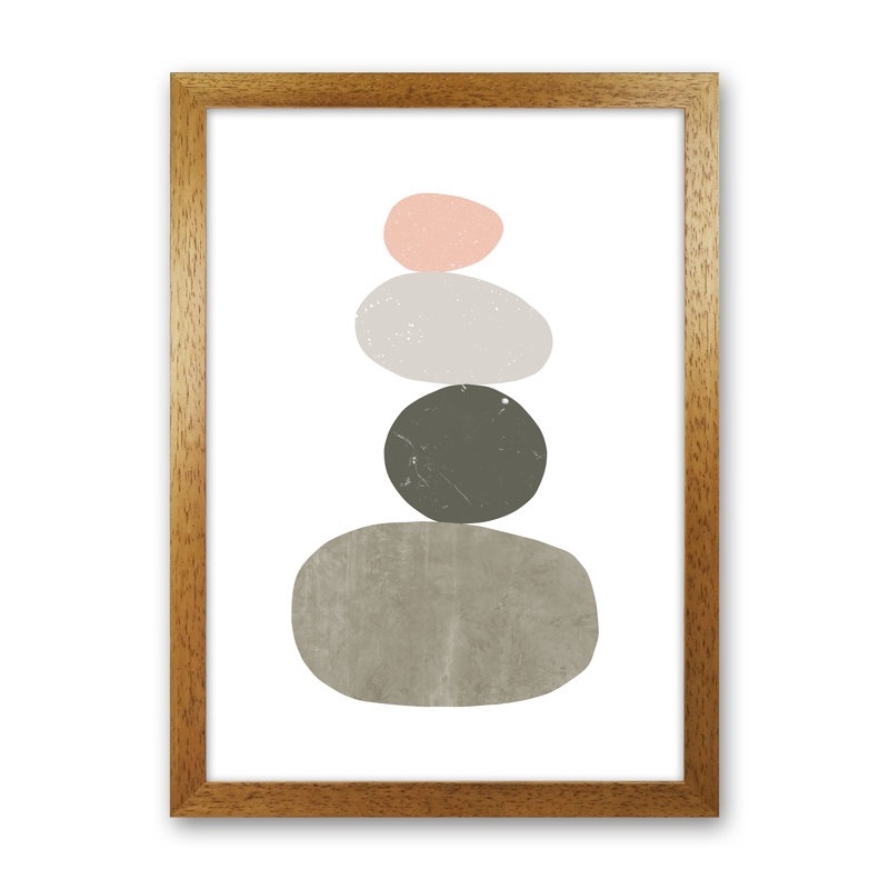 Pebbles I 1 Piece Wall Art, 46cm H x 34cm W x 3cm D, Brown Framed