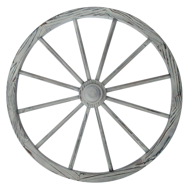 Décoration murale roue de chariot, Blanc
