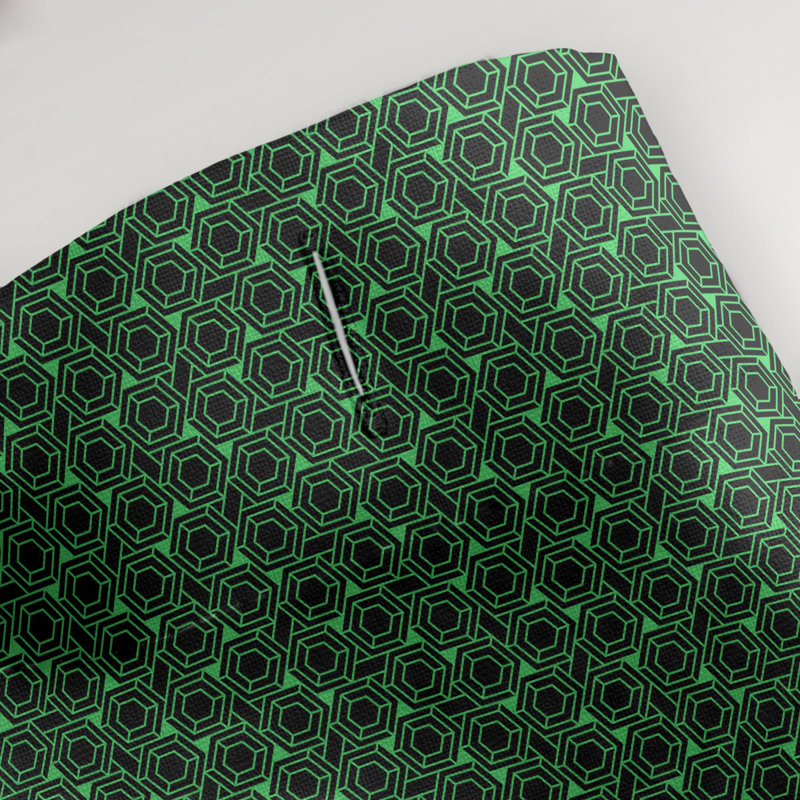 Rideau de douche simple hexagonal classique, Vert / Noir, Classic Hexagonal