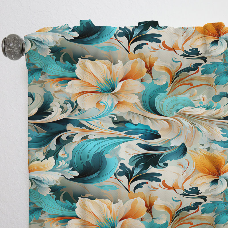 Motif cachemire désertique motif cachemire V - Rideau floral obscurcissant - 1 panneau, L 52 po x L 95 po