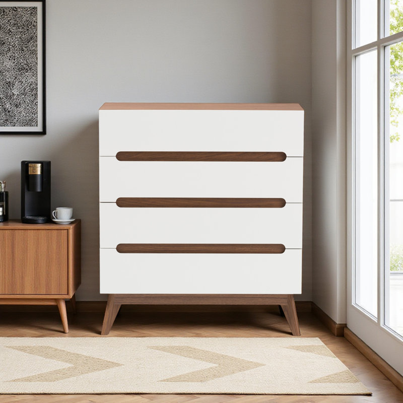 Commode à 4 tiroirs Ferndown en bois de noyer et blanc