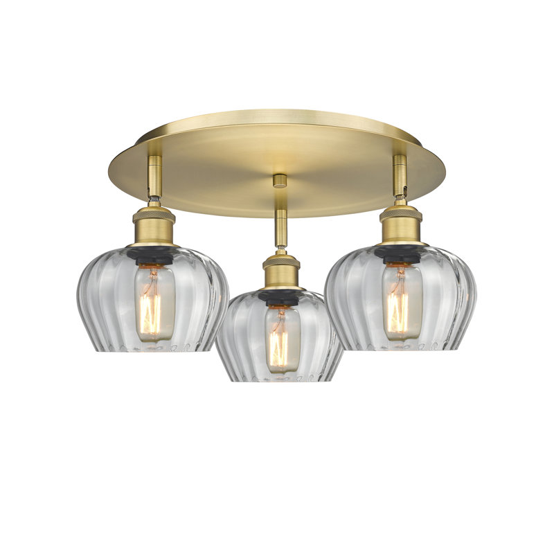 Bergeman Glass Flush Mount, Clear, Brushed Brass