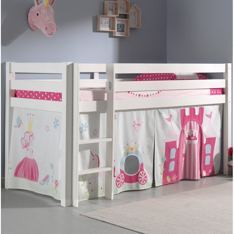 Pino European Single Mid Sleeper Bed, White, Basic