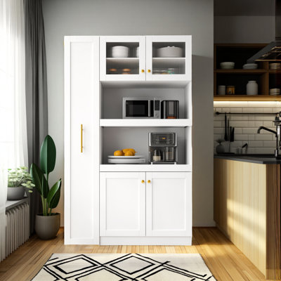Multi-Tier Pull-Out Pantry Cabinet with 4 Doors,Expandable Kitchen Organizer for Dining Room, Office by Latitude Run