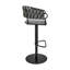 Tabouret de bar ou de bar pivotant réglable Blaise en métal noir avec tissu gris et similicuir