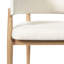 Chaise de salle à manger Liora, de style moderne du milieu du siècle, en bois d'hévéa, avec accoudoirs incurvés, assise rembourrée et dossier enveloppant.-135743934-135743936
