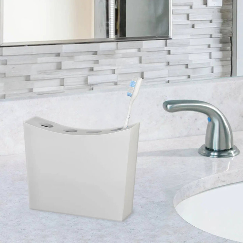 Porte-brosse à dents Oneita | Support compact à fentes multiples pour brosses à dents, rasoirs et accessoires de maquillage | Résine blanche