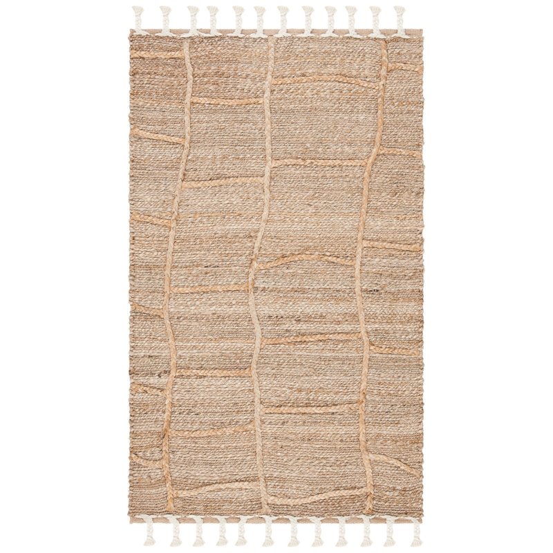 Digiacomo Natural Fiber Hand Woven Jute Solid Color Rug, Rectangle 2'3" x 4'
