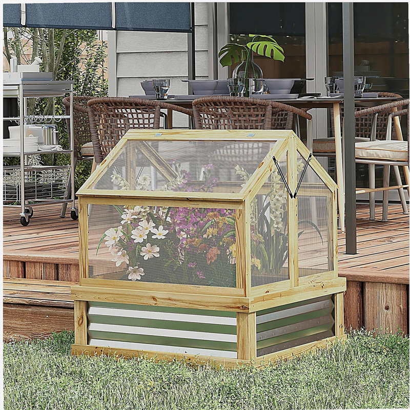 Lit de jardin surélevé avec serre en polycarbonate Outsunny