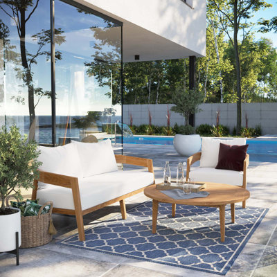 Ensemble de patio d'extérieur en bois de teck 3 pièces Brisbane par Modway