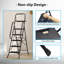 Folding 5 Step Ladder, Metal Step Stool with Tool Tray and Tool Bag, Wide Non-Slip Pedals, Soft-Grip Handrails, Up to 150KG, Black