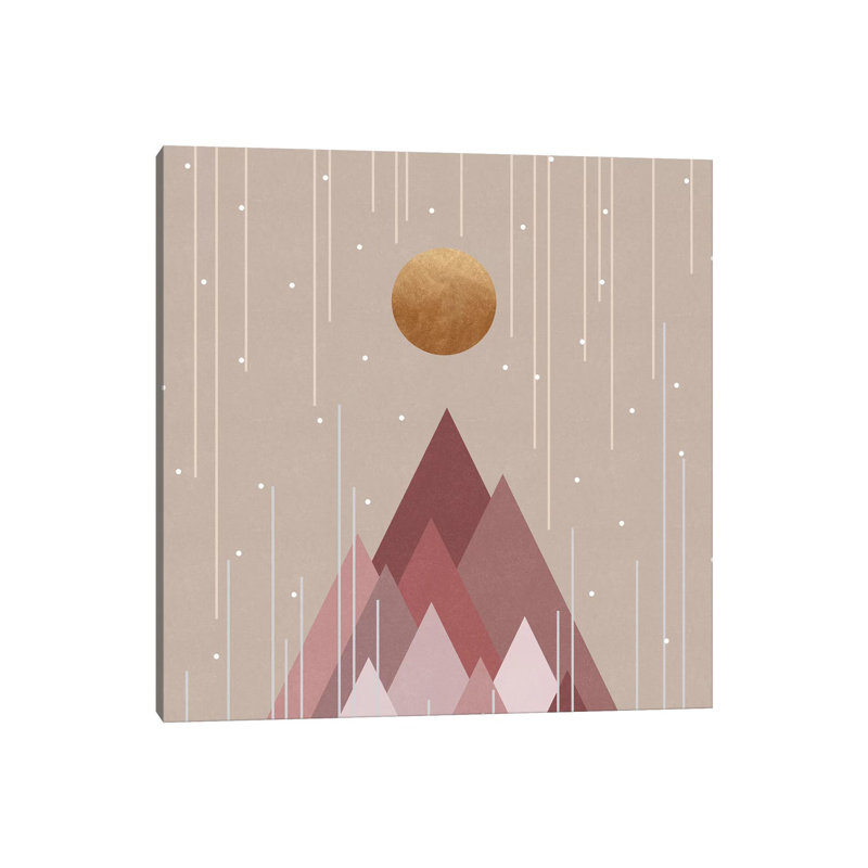 Sun & Mountains Coral Pink 1 Piece Wrapped Canvas Wall Art, 45.72 cm H x 45.72 cm W x 1.91 cm D
