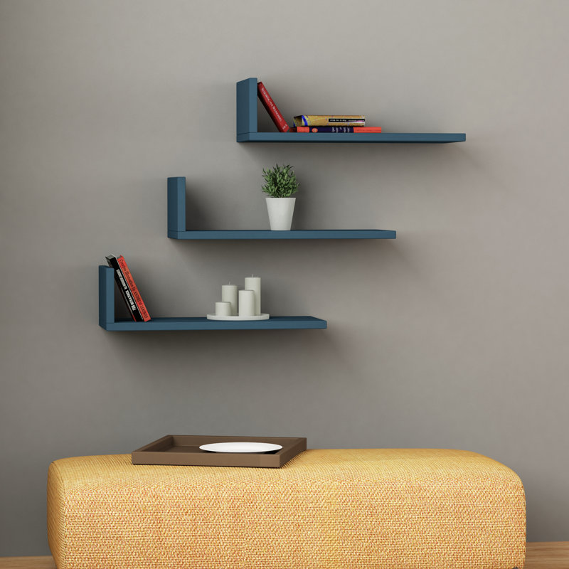 3 Piece Bracket Shelf, Turquoise