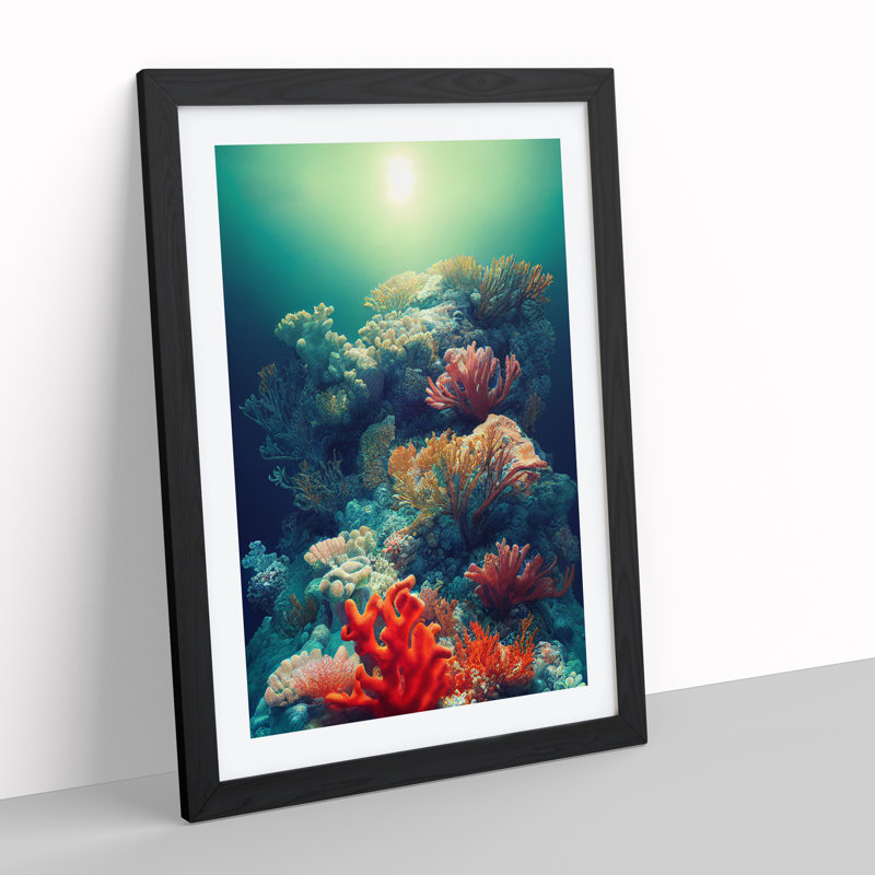 Sensational Coral Reef - Single Picture Frame Print, Black, 64cm H x 46cm W x 2cm D