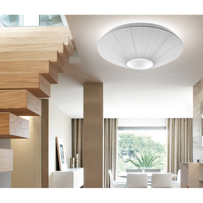 Siam 78.7" Flush Mount, 6, Cream Translucent Ribbon, 15.9" H x 59.1" W  x 59.1" D