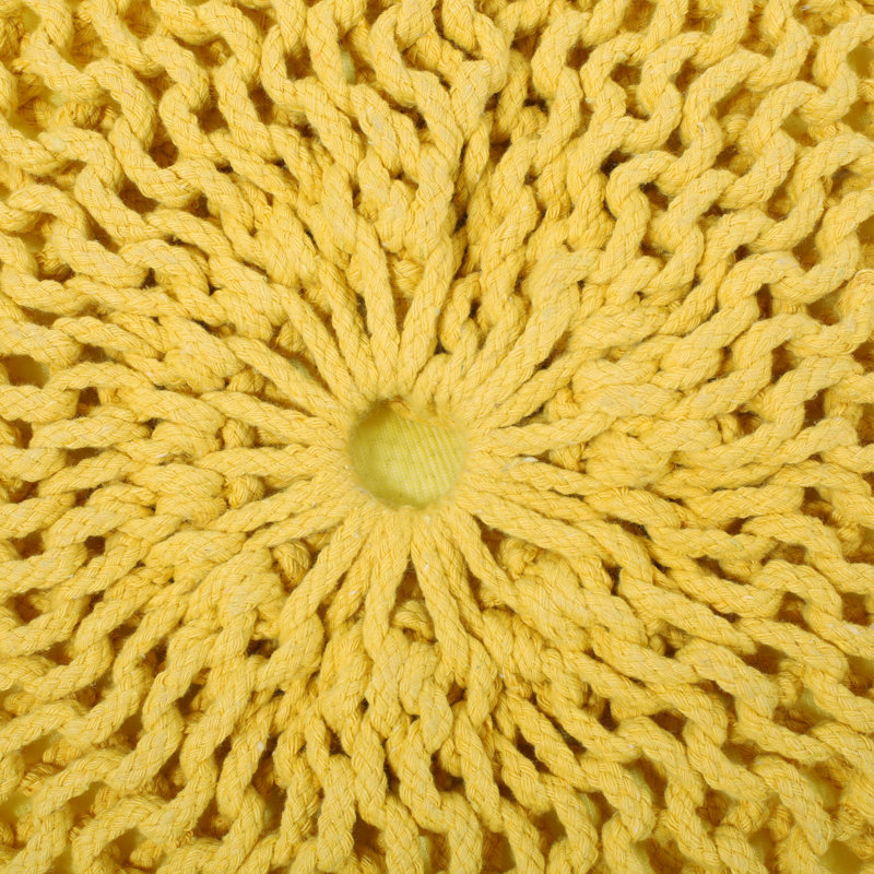 Upholstered Pouf, Yellow