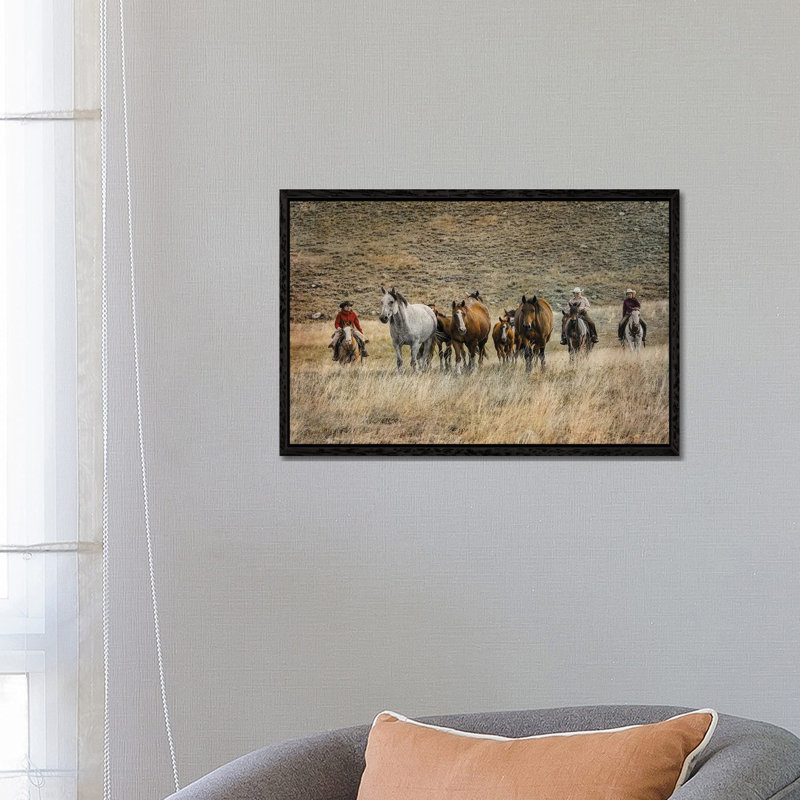 Moving Horses 1 Piece Floater Frame Wall Art on Canvas