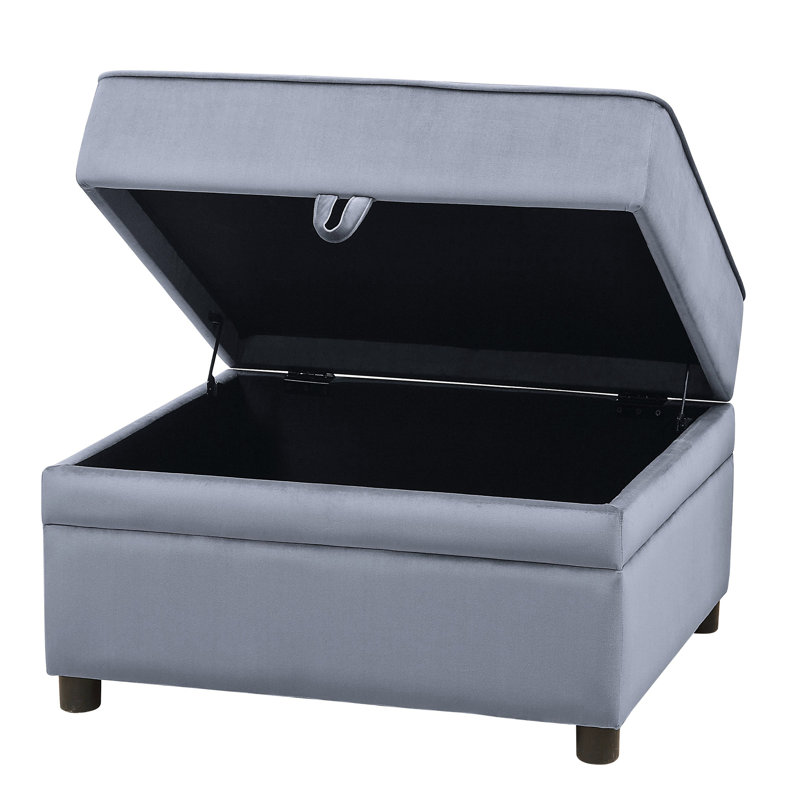 Grey Velvet Upholstered With Storage - Hinge For Convenience Luxury Unit A Living Space