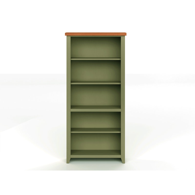 Bibliothèque 72 pouces de haut à 5 tablettes, Vert sauge / whisky