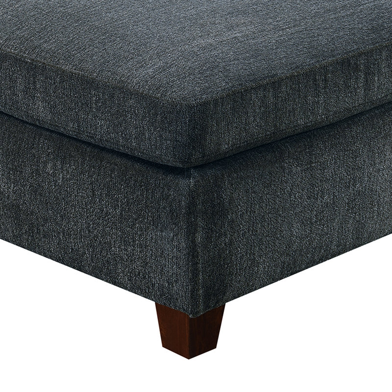 Gris modulaire 3 pièces: assise en tissu de chenille doux avec structure en bois - 3 pièces, gris: chaise supérieure
