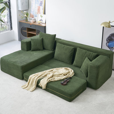 106" Sleeper Sofa,  2 In 1 Pull Out Couch Bed  ,Convertible Sofa Bed-  L-Shaped Sectional Couch For Living Room