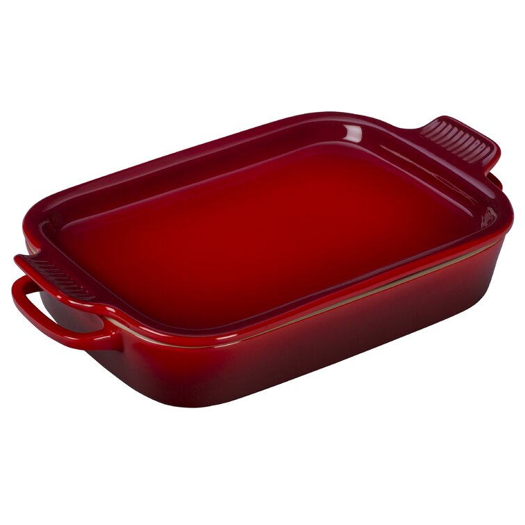 Le Creuset Stoneware Rectangular Dish with Platter Lid, 14 3/4 x 9, Cherry Red