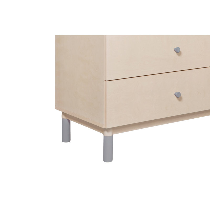 Gray Pine Nursery Crib and Dresser Feet Set