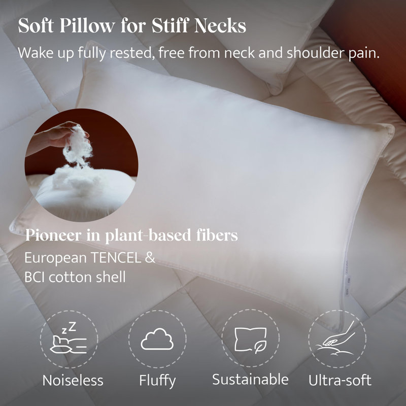 Double Stitch Soft Tencel Cooling Breathable Pillow,Tencel Lyocell Cotton Blend Down Alternative Pillow for Stomach and Back Sleeper