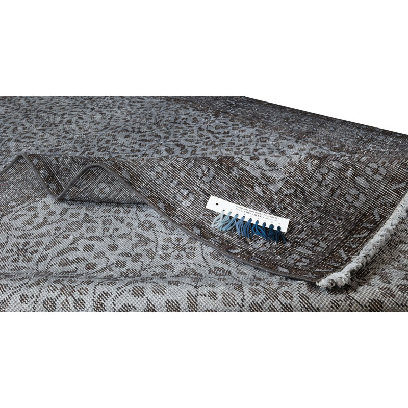 Tapis turc contemporain fabriqué à la main de 5,6 x 9 pi sur-teint en gris
