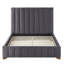 Lit plateforme double rembourré avec tête de lit en tissu et support à lattes de bois-726375978