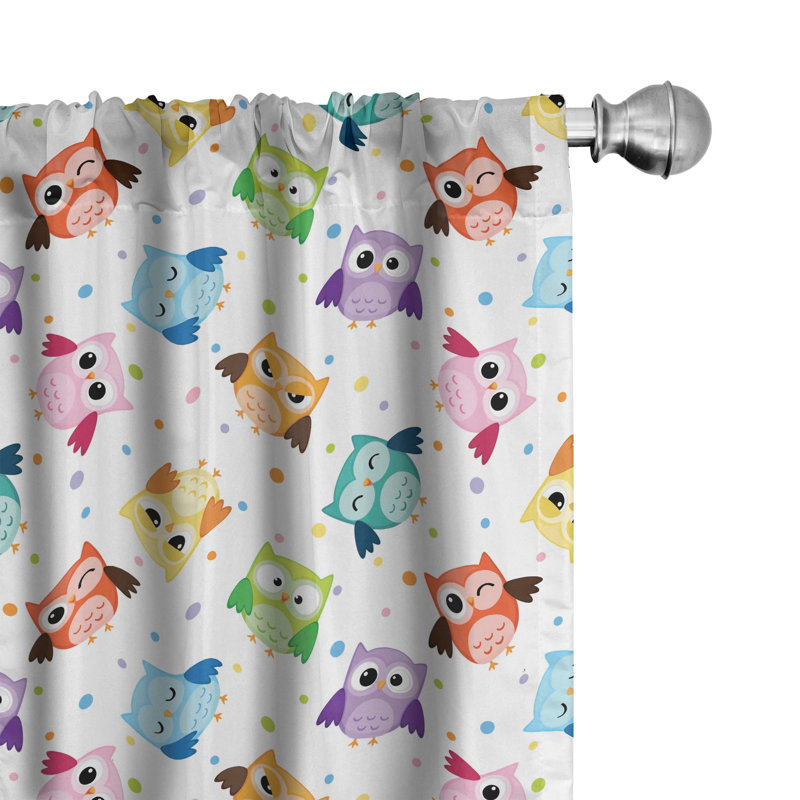 Owls Semi-Sheer Rod Pocket Curtain Panels, 28" x 95"