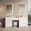 Meuble-lavabo autoportant avec lavabo en résine, rangement à fermeture douce, contreplaqué blanc brillant, luxe moderne pour salles de bain spacieuses