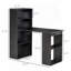 Bureau de bureau moderne avec tablettes de rangement à 6 niveaux, table d'écriture avec bibliothèque de 47 po, noir