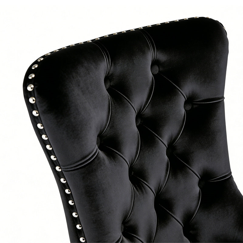 Chaise rembourrée en velours, Noir