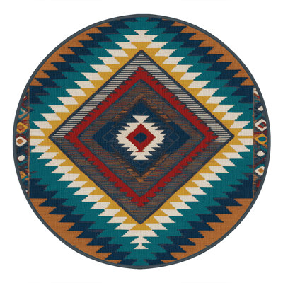  Washable Ojo de Dios Southwestern Area Rug