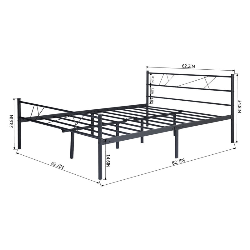 Alanis Metal Bed, 150 x 200 cm, Black