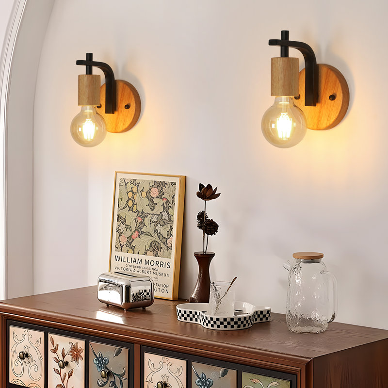 Predmore Iron Armed Sconce, Black/Natural
