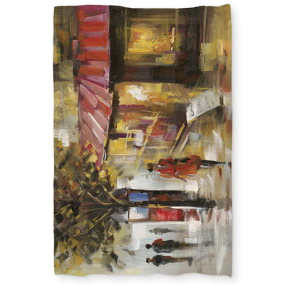 Abstract Street with Passers | Livingroom Red Duvet Cover