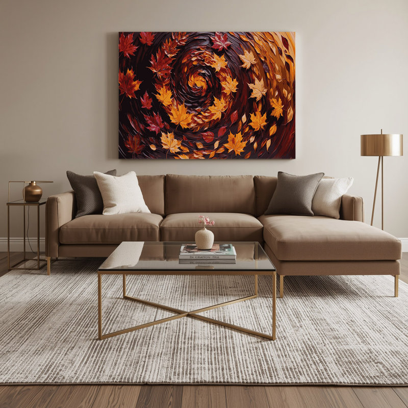 Thanksgiving Autumn leaves and foliage Brown Canvas Wall Art, 11" H x 14" W