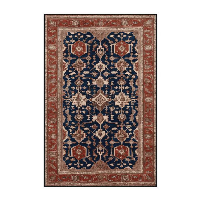 Machine Washable Persian Brown Area Rug, Rectangle 4' x 6'