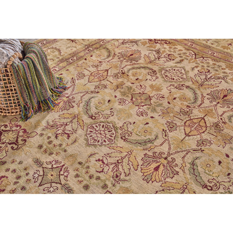 Hand-Knotted Floral Wool Rectangular Area Rug, 11' x 19'4"