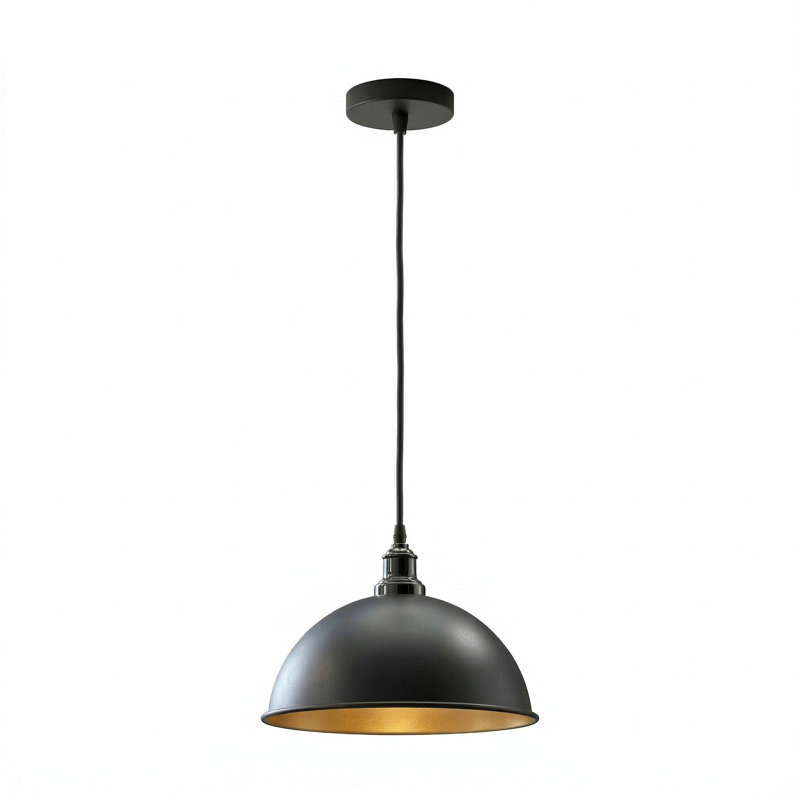 1 - Light Dome Pendant, Black inner Gold, No