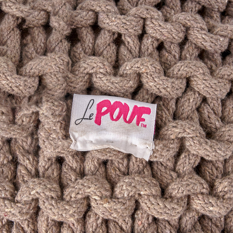 Pouf tricoté en coton 20 X 20, Brown Cotton