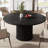 47.24" Modern Fluted Black Round Dining Table With Metal Base For 4-6 People