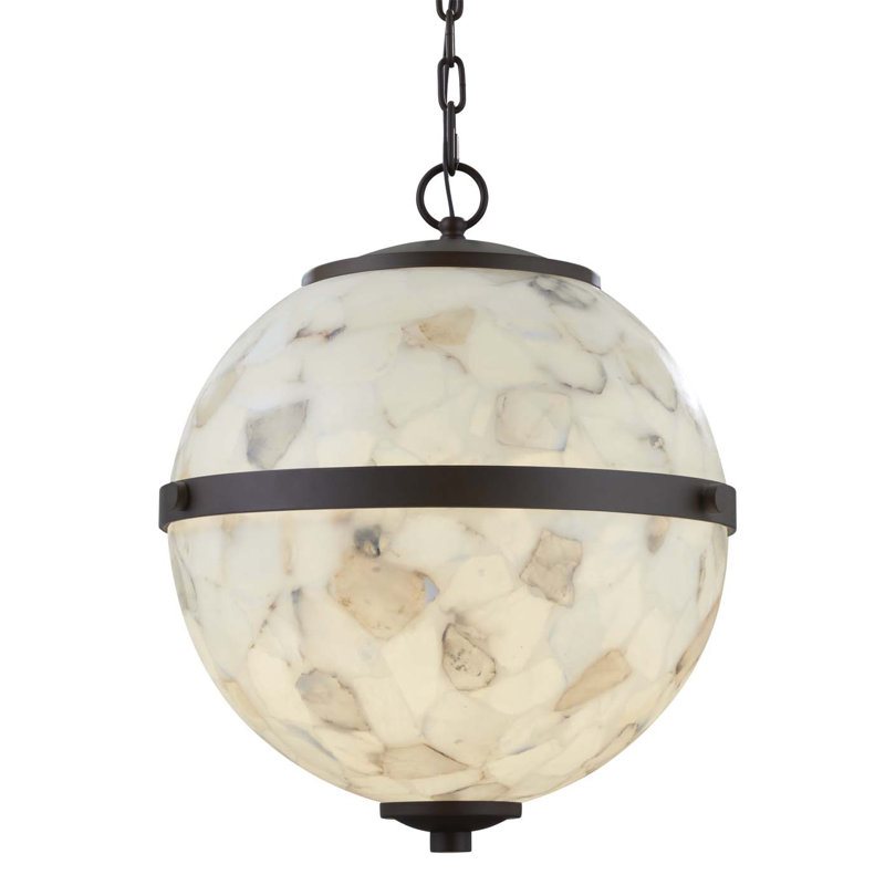 Lustre sphérique unique à 3 lumières Krush, Incandescent, Nickel brossé, Opale