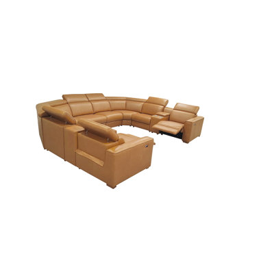 Broubusbig Top-Grain Leather Reclining Modular Sectional