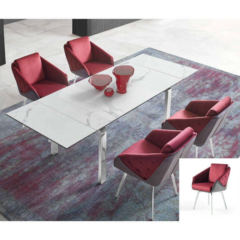 Scally Jess Dining Armchair, Chrome, Red