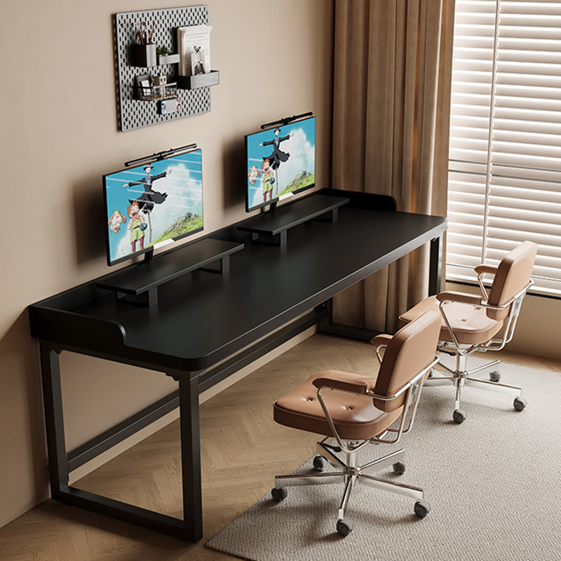 Bureau d'écriture rectangulaire en bois massif noir, H 27,56 po x l 62,99 po x P 27,56 po, Noir