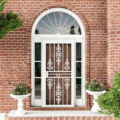 Prehung Security Door Universal/Reversible Hinging Surface Mount Steel Security Door With Perforated Metal Screen With Lock